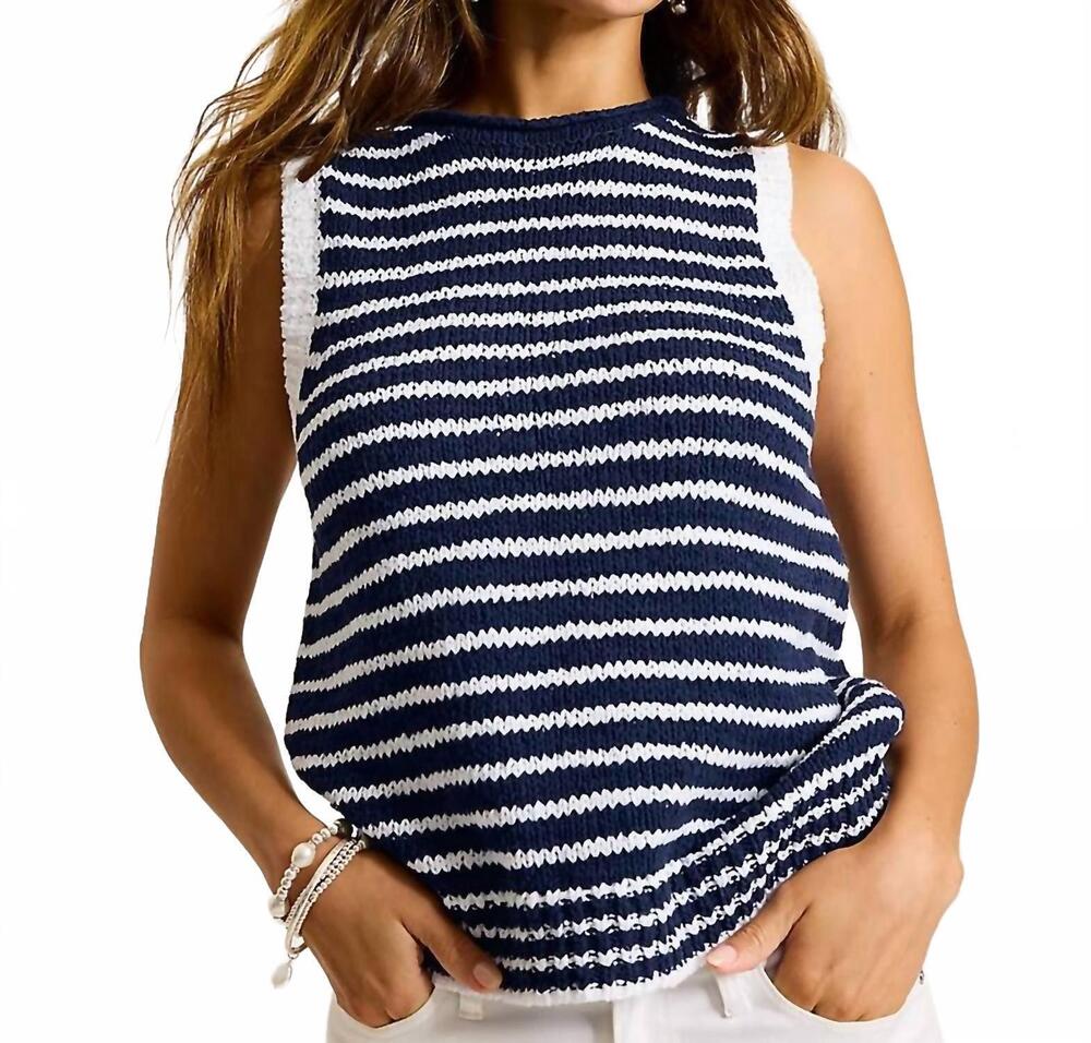 NEW TOMMY BAHAMA harbor pebble stripe tank in coastline